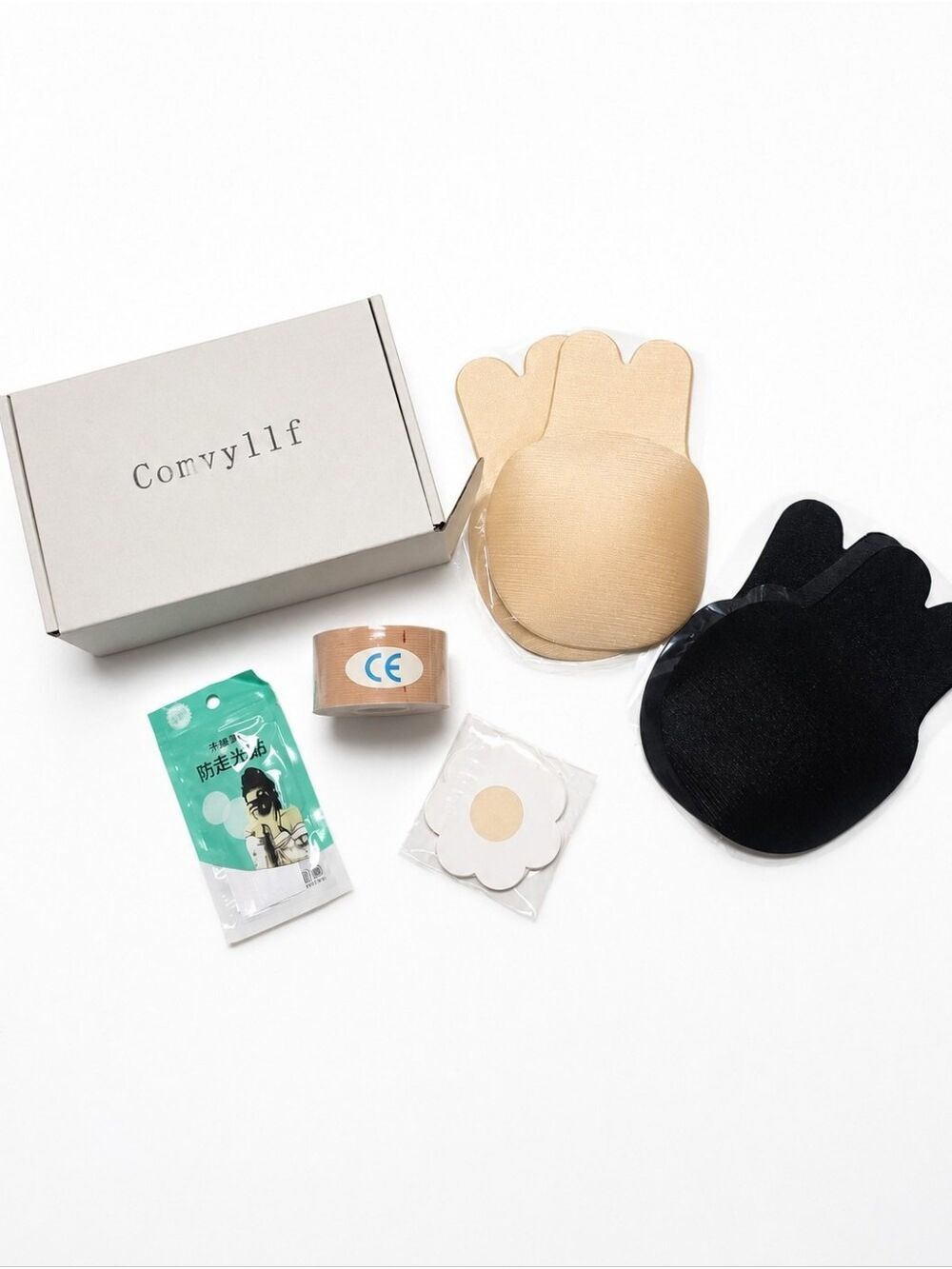 Comvyllf Adhesive Bra & Body Tape Kit Black Nude